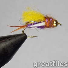 1 dozen (12) - Psycho Prince Nymph - PURPLE - Bead Head