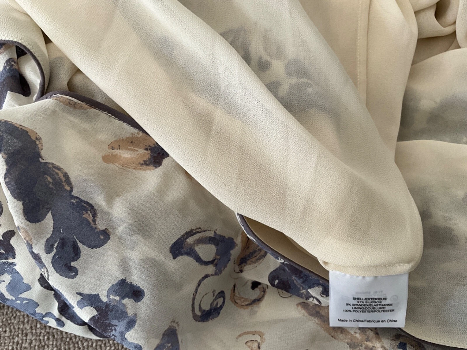 Abito lungo stile caftano in seta Tory Burch al dettaglio oltre £1000 blu crema US 4 UK 10