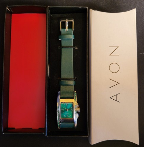 NEW Avon Rhinestone Birthstone Color Strap Watch - May (Emerald Color) - 第 1/7 張圖片