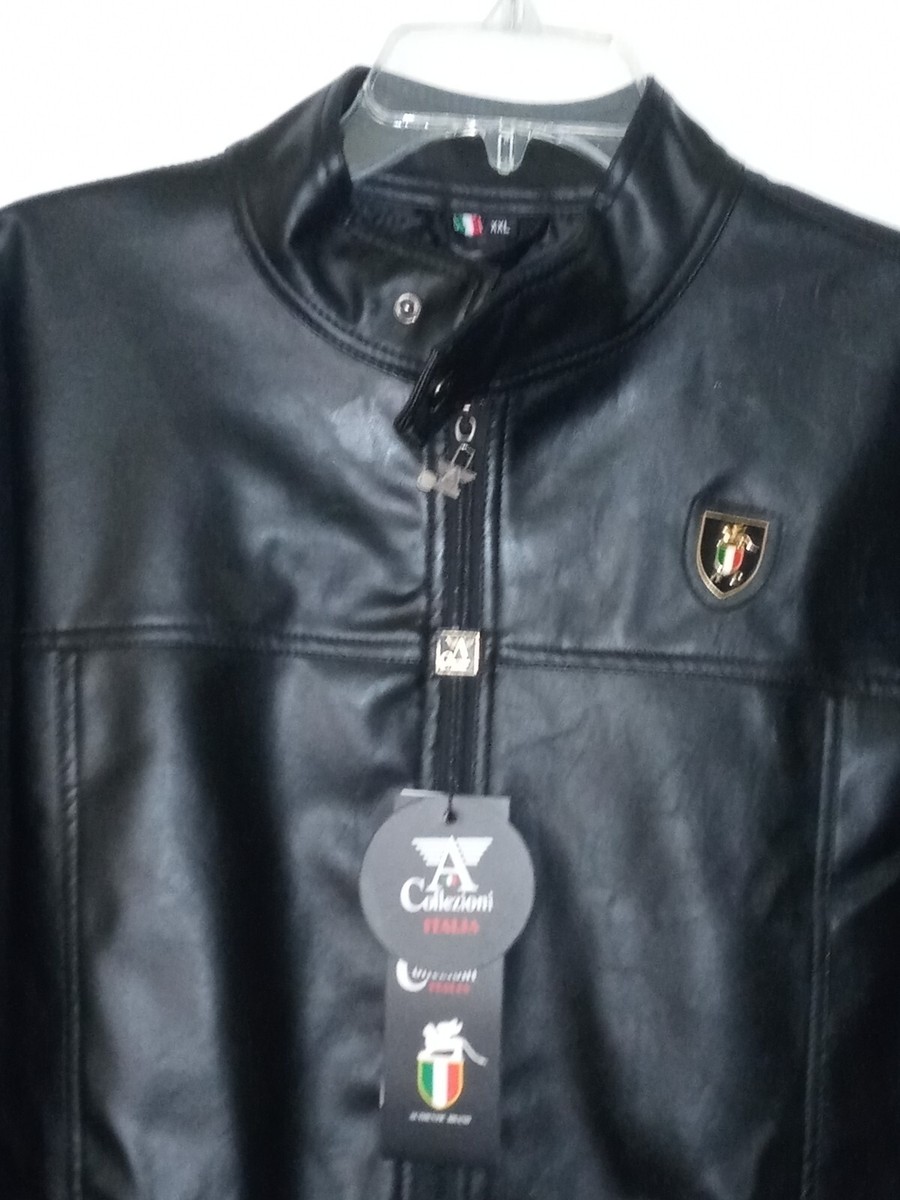 A Collezioni Mens 2X Faux Leather Jacket Size XXL Motorcycle Moto
