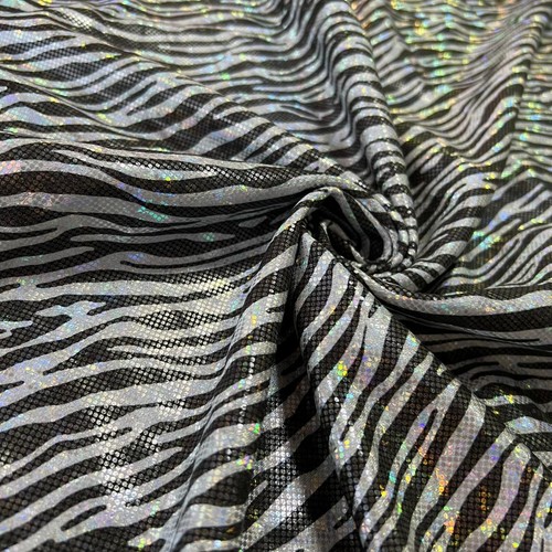 Animal Print Zebra Metallic Nylon Spandex Fabric 4 Way Stretch By Yard - Picture 7 of 9