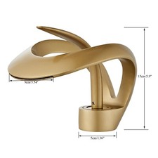 Brushed Gold Modern Waterfall Single Hole Bathroom Basin Sink Faucet Mixer Taps