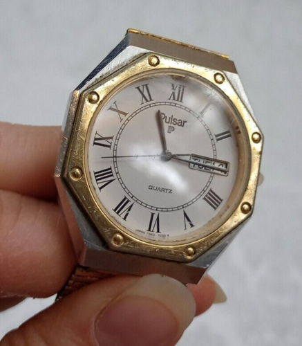 Pulsar Herrenuhr Quarz achteckig Tag Datum frische Batterie läuft super! - Bild 10 von 14