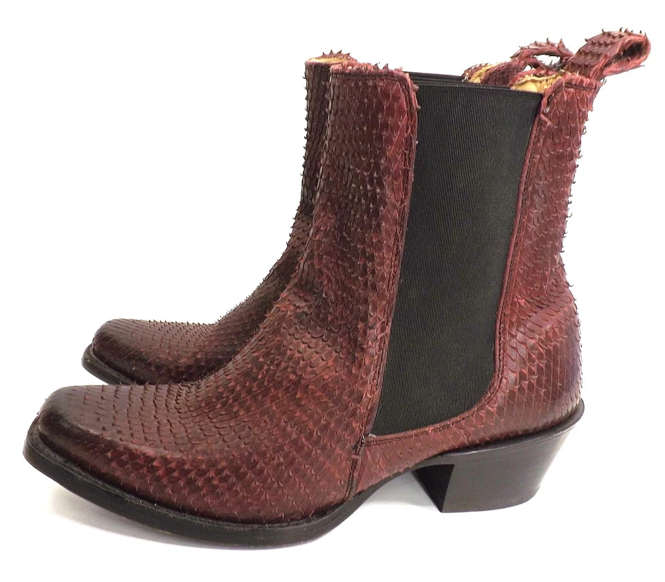 Stetson Python Snakeskin Print Chelsea Boots - Men's size 6.5 - Women's size 8 - Image 4 of 4