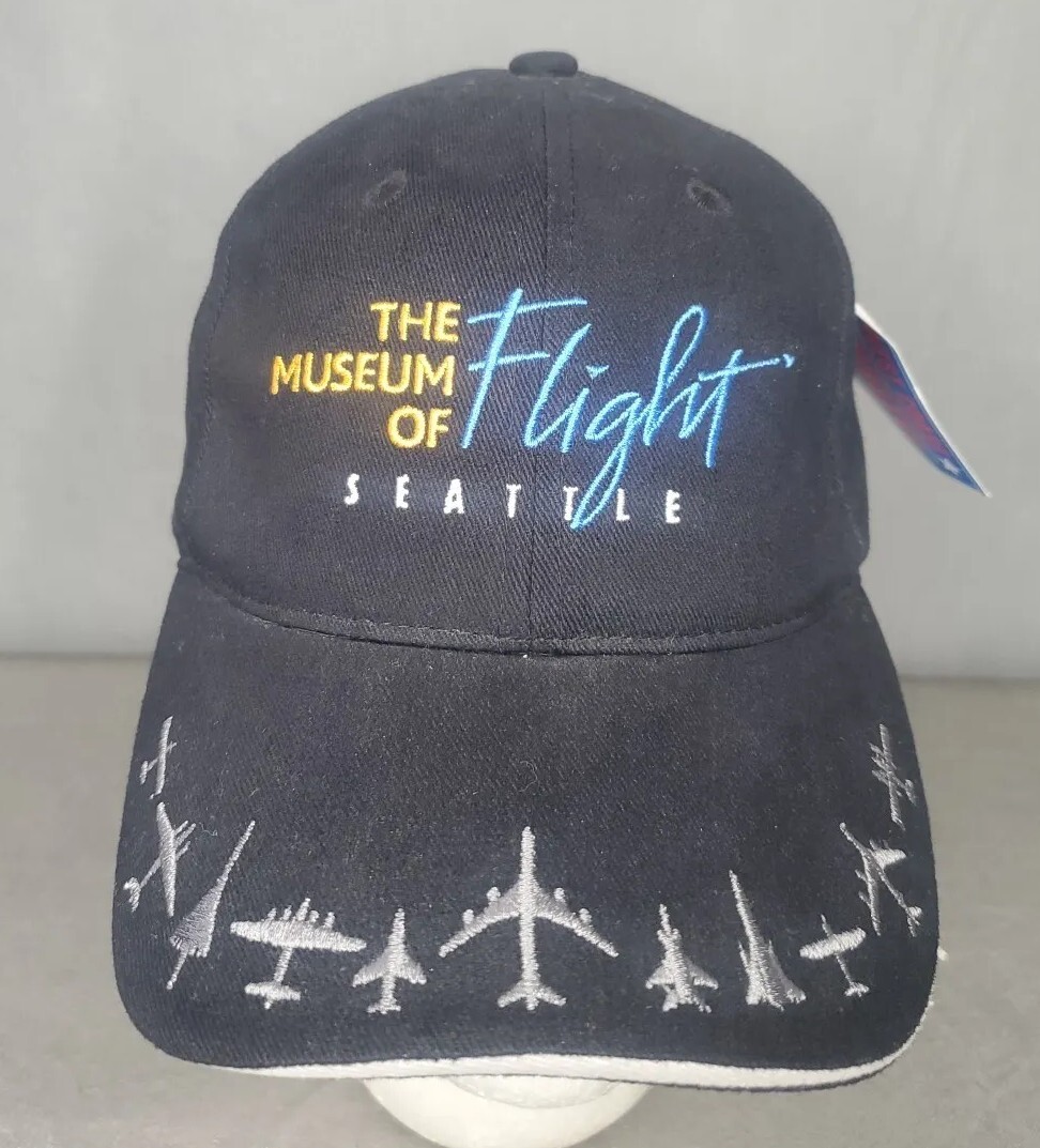 Museum of Flight Seattle Hat Strapback Black cap NOS with Tag | eBay