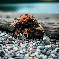 Bass Lure Spinnerbait 1/4 oz 1 Hammered Colorado Blade Orange Black Double Hook