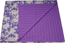 Indian hand Block Floral kantha Quilt Blanket Cotton King Size Bedspread Throw