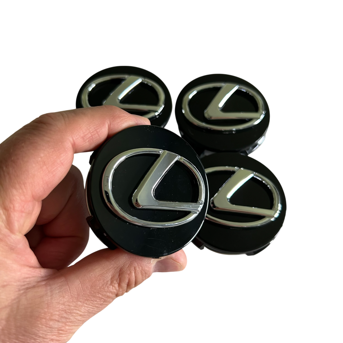 Black Lexus Center Caps with Chrome Logo Emblem for ES GS IS LC LS