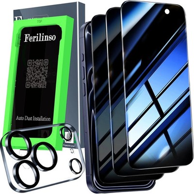 3 Pack Privacy Screen Protector & Camera Lens Protector for iPhone 17 Pro Max