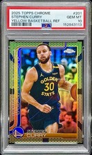 Stephen Curry PSA 10 - 2025 Topps Chrome #201 YELLOW BASKETBALL REFRACTOR /275