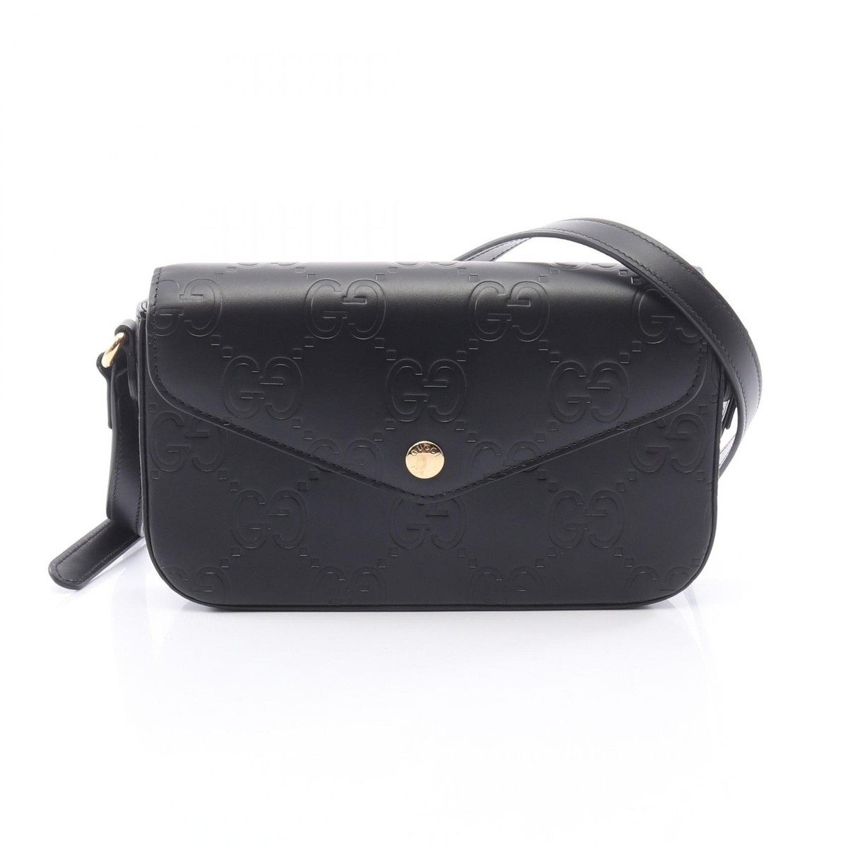 GUCCI GG Super Mini Shoulder Crossbody Bag 772794 leather Black