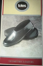 Totes Geometric Loafers Size Small 7 to 8.5 Black Shoe Rubbers New in Box!