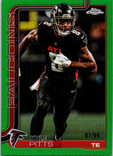 Topps 2025 Topps Chrome Kyle Pitts Atlanta Falcons #14 Green Refractor /99