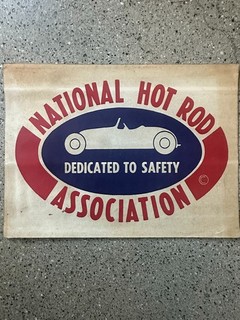 Vintage original 1955 1957 NHRA Hot Rod Drag Racing logo decal sticker 9" x 12"
