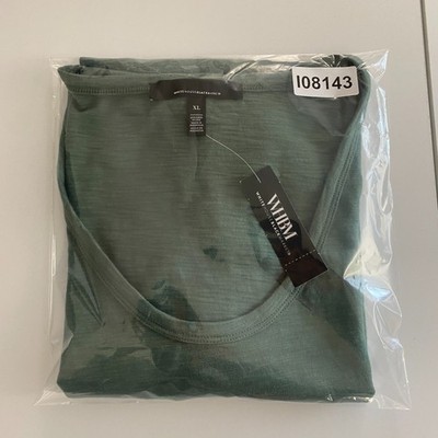 White House Black Market Lace-Up Shoulder Scoop Tee Size XL Green