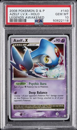 2008 POKEMON DIAMOND & PEARL LEGENDS AWAKENED #140 AZELF LV.X-HOLO PSA 10