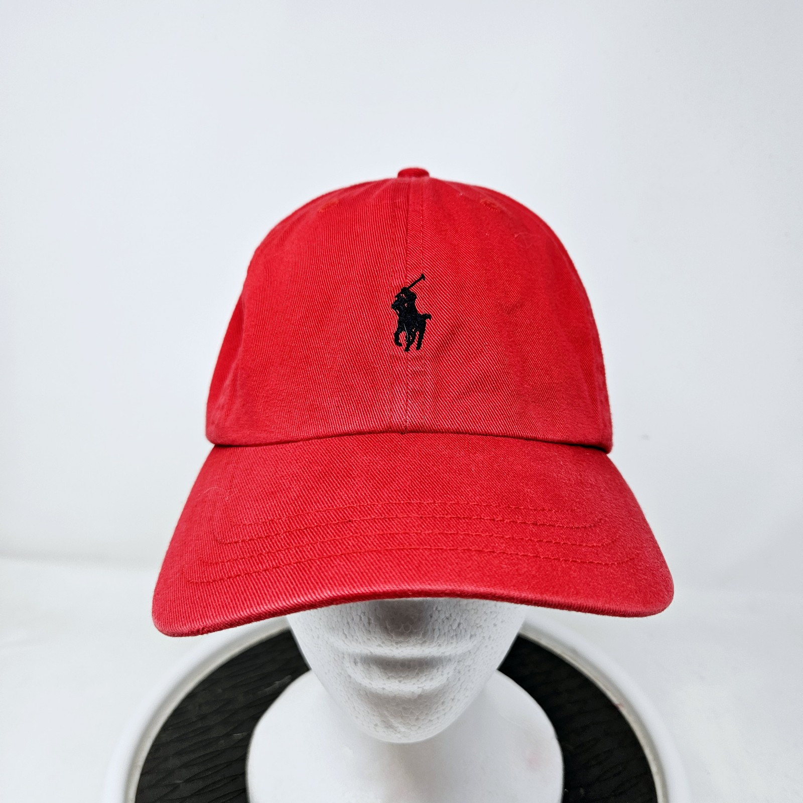 Cappello Polo Ralph Lauren Berretto Rosso Regolabile Pelle Strapback Nero Pony Preppy