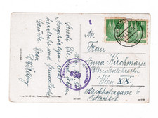 Stempel cenzury Austria nr 850 na mapie z Ulm z 1950 roku (Cenzura Wiedeń)