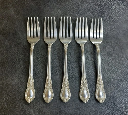 5 American Victorian by Lunt Sterling Silver Salad Forks 6.5"