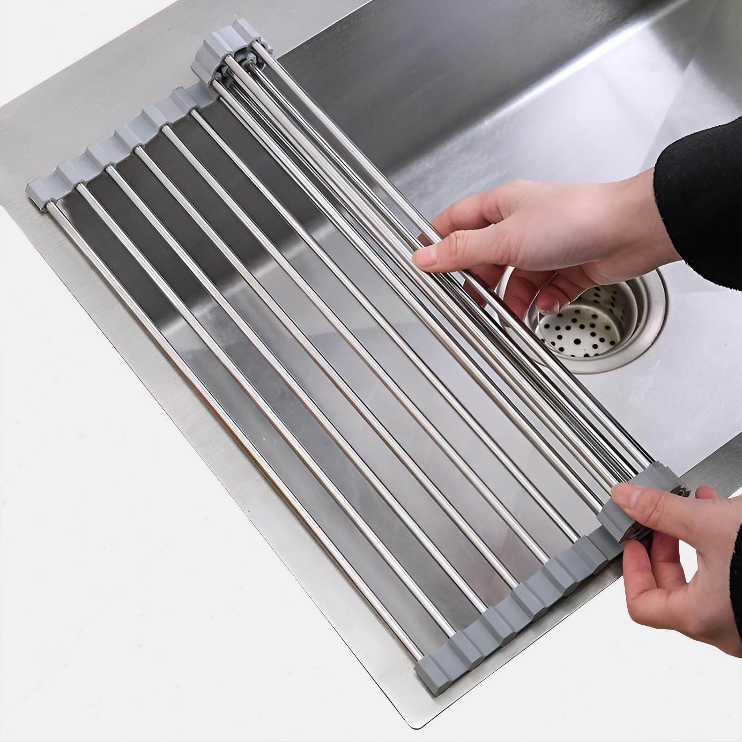 Drying Rack Kitchen - Over The Sink Dish Drainer Collapsible Accessories Roll Up