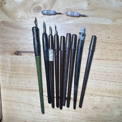 Vintage Crow Quill Dip Pens Lot w/ Artist Set No. 5 Box   Calligraphy Drawing