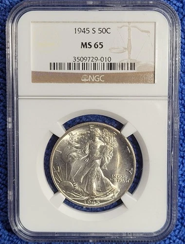 1945 50c Walking Liberty Half Dollar - NGC MS 65