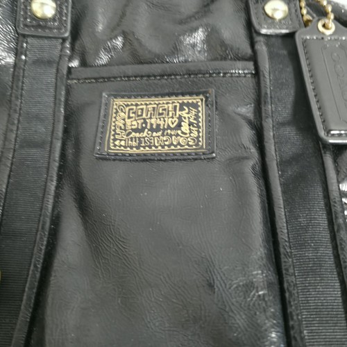 VTG Coach Poppy Daisy Black Liquid Gloss Pocket  Shoulder Handbag Purse *Read* - Bild 3 von 24