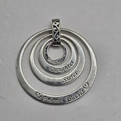 Vintage Sterling Mutter, Tochter, Schwester, Freunde für immer Anhänger 0,4 Oz.