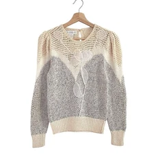 Vintage Ann Katrine Wool Angora Blend Mixed Knit Embellished Sweater Women’s 4