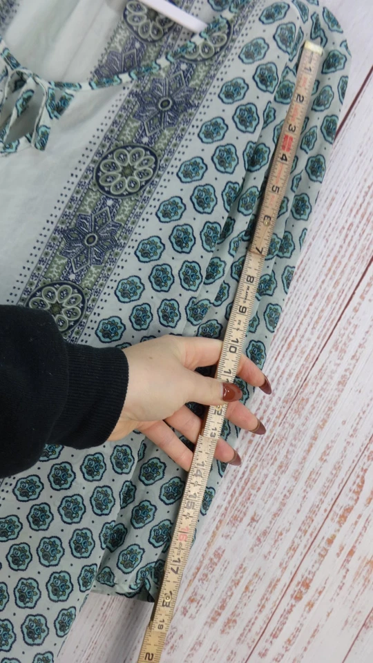 Old Navy Sheer Top 女式 XL 蓝色农民后锁眼 3/4 袖波西米亚节日 — 第 4/4 张图片