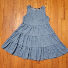 Tommy Hilfiger Denim Tiered Dress Sleeveless A Line Casual M Summer Blue Jean