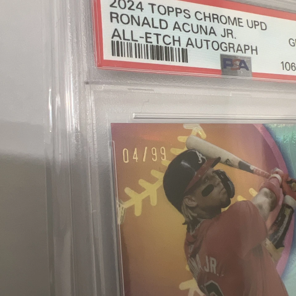2024 Topps Chrome Update #CUAE-RA Ronald Acuna All-Etch Auto 4/99 PSA 10 Braves - Image 3 of 3