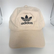adidas Adjustable Baseball Cap Trefoil Logo Beige Black Men One Size dad hat
