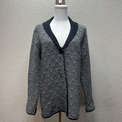 Bianca G Cardigan Sweater Womens M  Black Wool Made in Italy Minimalist Boho