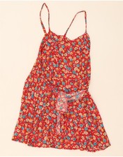 VINTAGE Womens Sundress UK 12 Medium Red Floral RU04