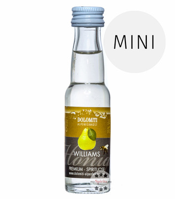 Dolomiti: Honig-Williams-Schnaps Premium Spirituose / 35 % Vol. / 0,02L Flasche