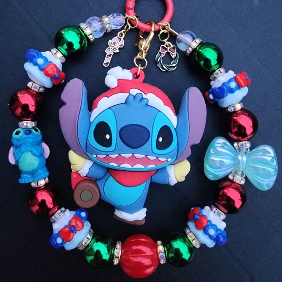 Llavero de vacaciones con cuentas, dije de bolso, dije de cartera, clip de bolso - puntada de Navidad Foto 2 de 4