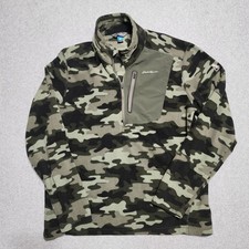 Eddie Bauer First Ascent Cloud Layer Pro 1/4 Zip Pullover Men's Large Green Camo