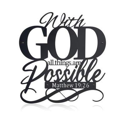 Unique Metal With God All Things Are Possible Wall Decor, Religious Wall Art,...