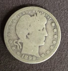 1899 Barber Quarter 25C Silver Circulated US Coin Uncertified Ungraded