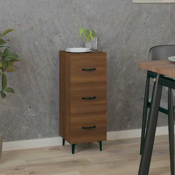 Schmales Sideboard Eichenoptik Braun 34,5X34X90 Cm Holzwerkstoff-image
