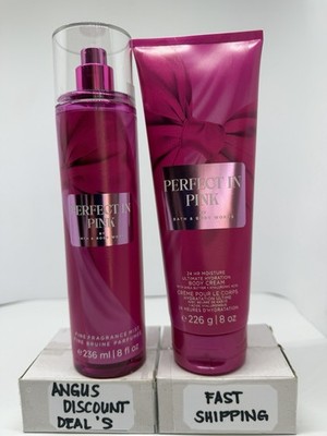 Bath & Body Works PERFECT IN PINK Fragrance Mist & Body Cream, 8oz, 2Pcs, NEW