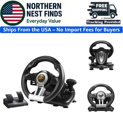 Collapsible Racing Pedals & Ergonomic Wheel - USB Steering for Ultimate Control