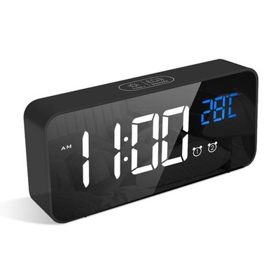 LATEC Digitaler Wecker mit großer LED-Temperatur Standardgröße, schwarz