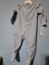 NWT Carter's Blue Floral Fleece Footie Pajamas 6-9 Months