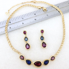 Vintage CD Christian Dior Mogul Haute Couture Chain Necklace Earring Set Crystal