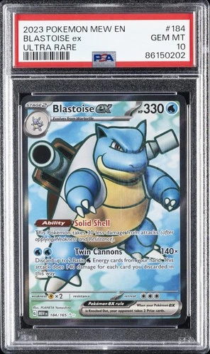2023 POKEMON MEW EN-151 ULTRA RARE #184 BLASTOISE EX PSA 10