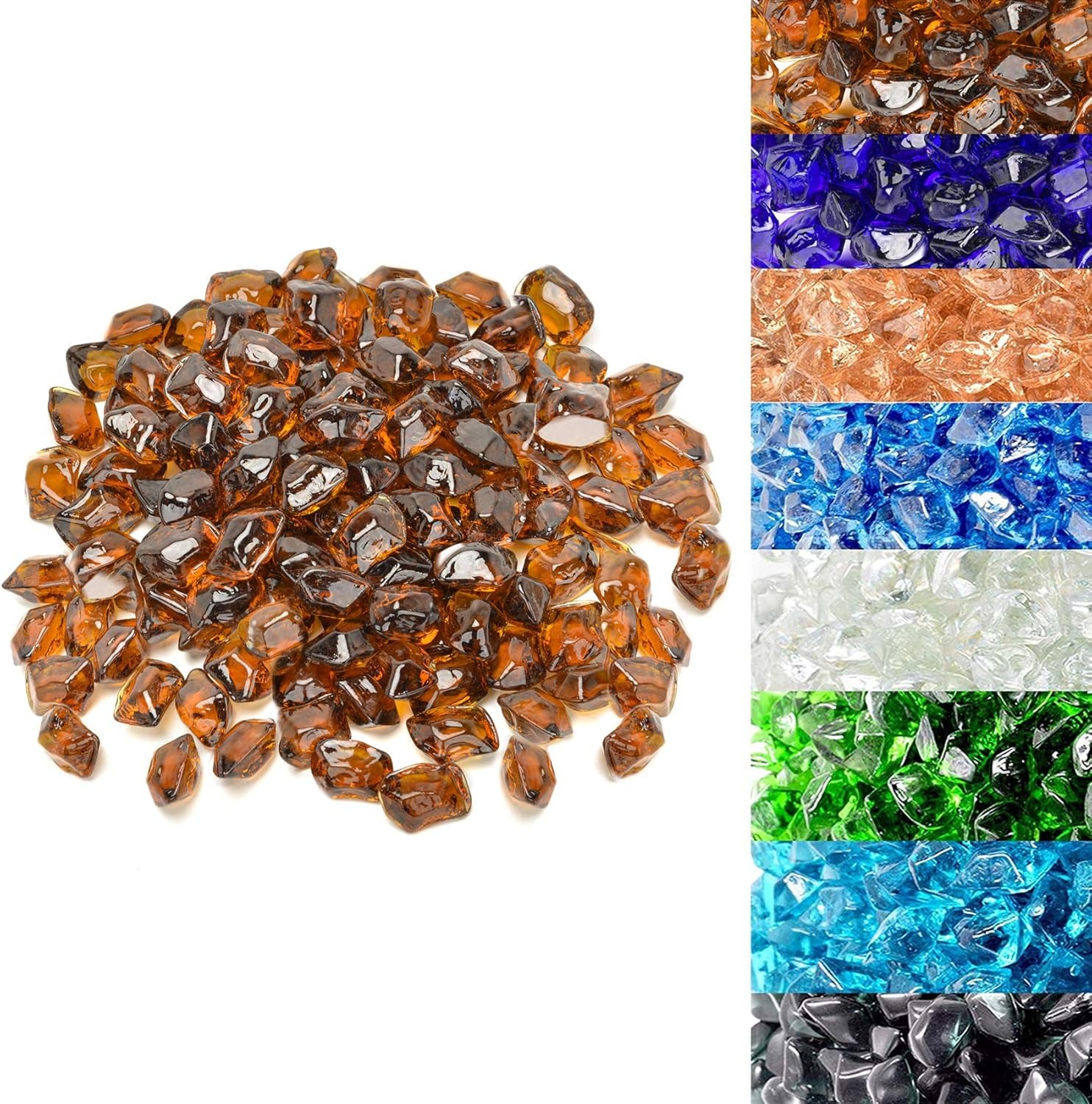 Skyflame 10-Pound Polygon Fire Glass for Pit Fireplace Amber 