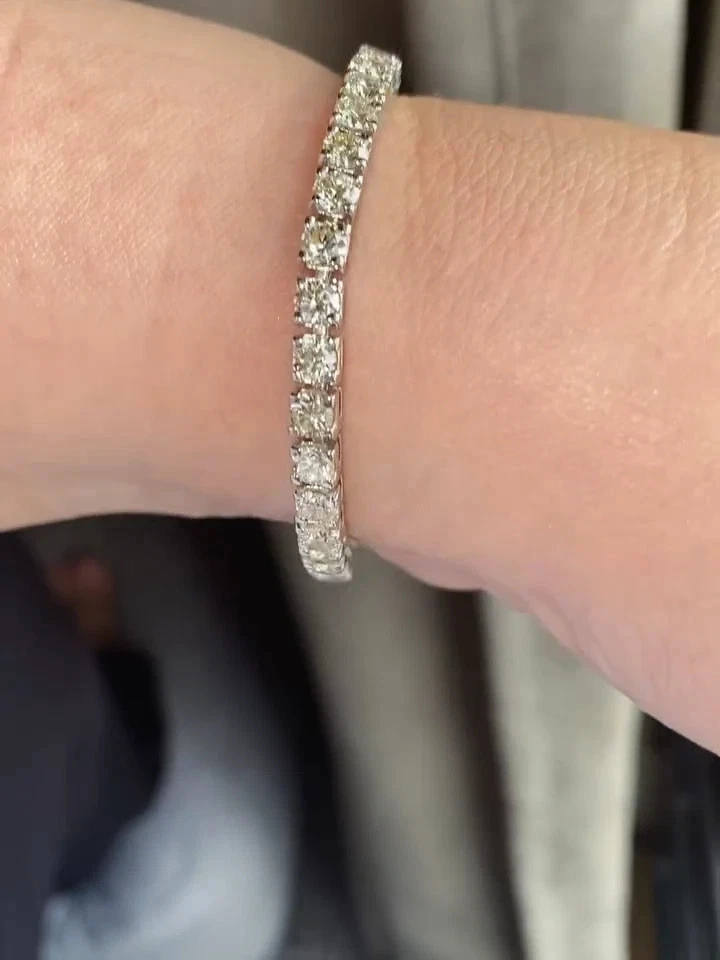 9.80Ct Round Cut Natural Diamond Tennis Link Bracelet 14K Solid White Gold 7inch - Image 2 of 4