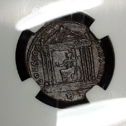Imperio Romano Majencio AD 307-312 BI Nummus NGC VF Roma en Templo, Reverso Foto 2 de 4